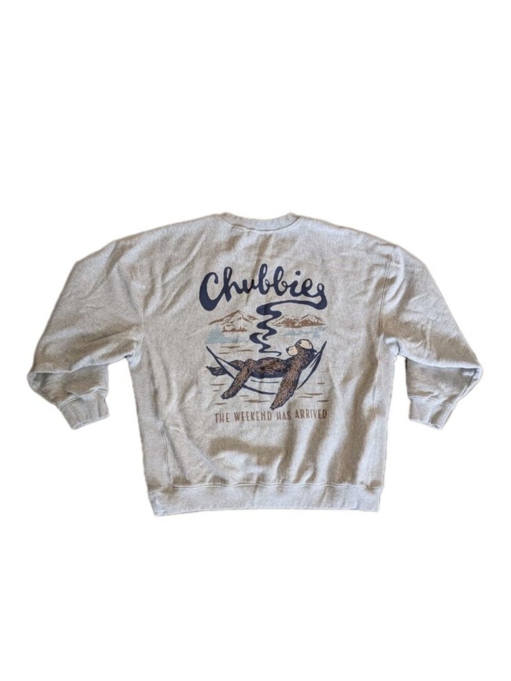 Chubbies Gray Crewneck Sweatshirt Bear In Hammock Weekend Has Arrived XL Nwot